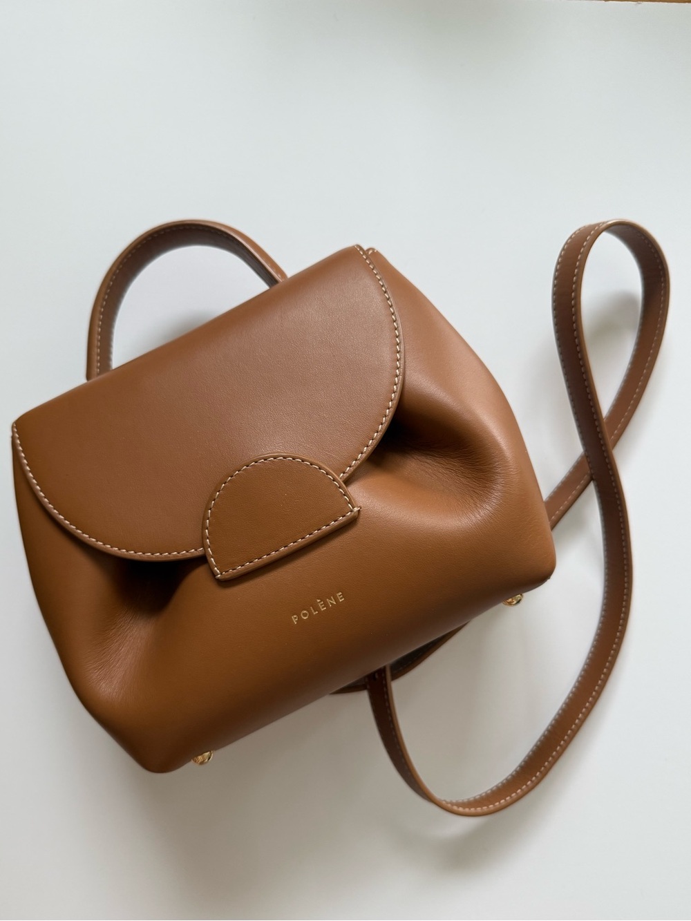 Polene Brown Leather Crossbody Bag